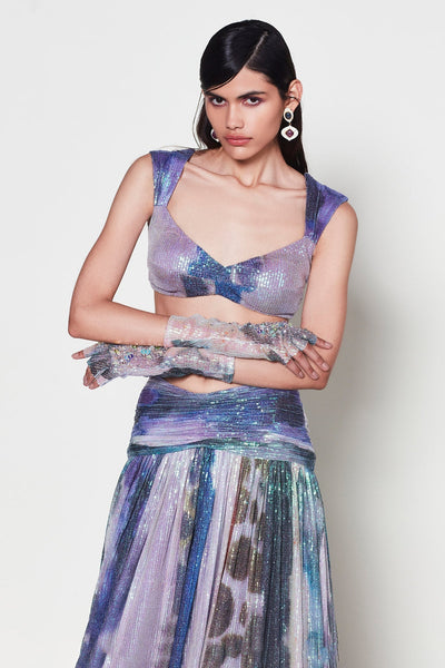 Helicona - Mist Purplesequin Tulle Lehenga Set-RTS