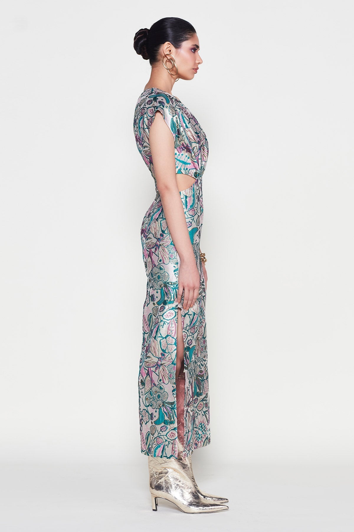 Mehak Bakshi In Visage - Pink Green Jacquard Gown-RTS