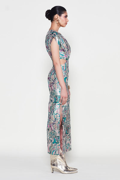 Mehak Bakshi In Visage - Pink Green Jacquard Gown-RTS