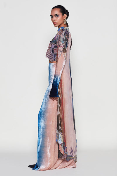 Harbinger - Peach- Blue Lurex- Velvet Set-RTS