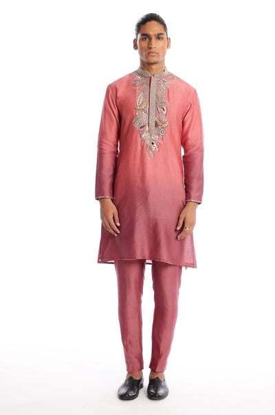 Dawn - Old Rose Mauve Chanderi Silk Kurta Set-RTS
