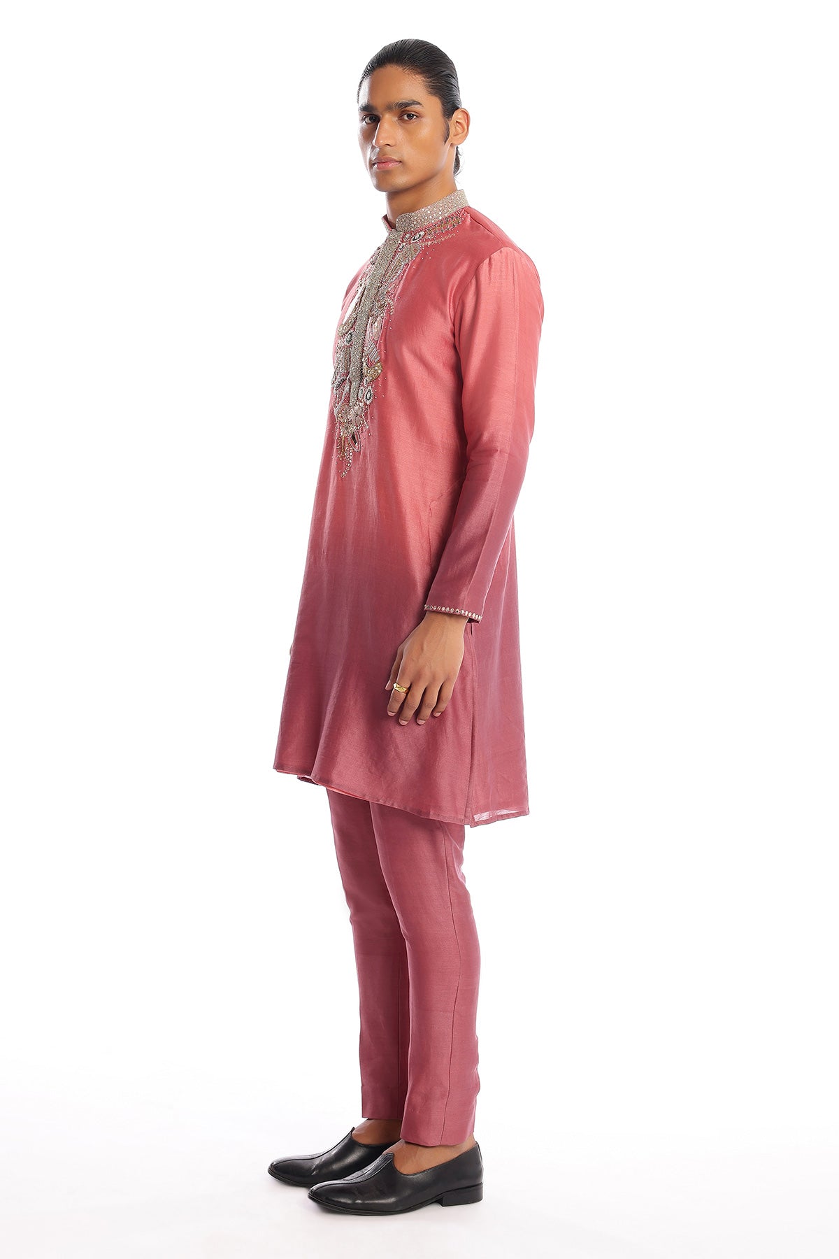 Dawn - Old Rose Mauve Chanderi Silk Kurta Set-RTS