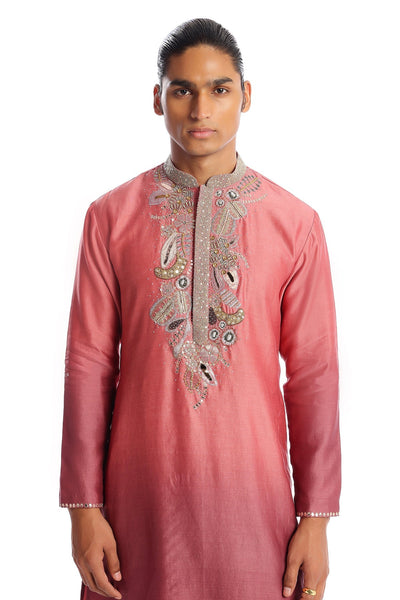 Dawn - Old Rose Mauve Chanderi Silk Kurta Set-RTS