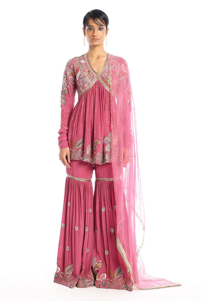Yin Yang Mystic Purple Mulberry Crepe Gharara Set-RTS