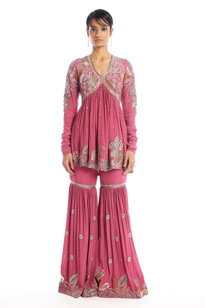 Yin Yang Mystic Purple Mulberry Crepe Gharara Set-RTS