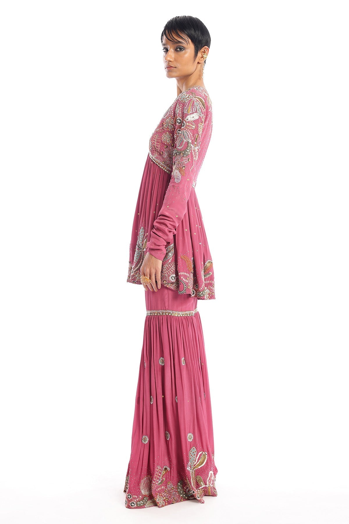 Yin Yang Mystic Purple Mulberry Crepe Gharara Set-RTS