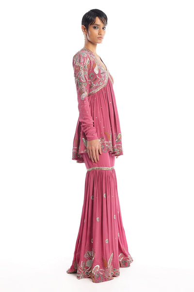 Yin Yang Mystic Purple Mulberry Crepe Gharara Set-RTS