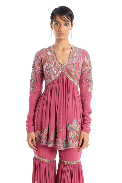 Yin Yang Mystic Purple Mulberry Crepe Gharara Set-RTS