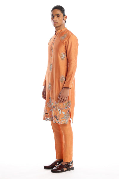 Oasis -  Persian Orange Chanderi Silk Kurta Set-RTS