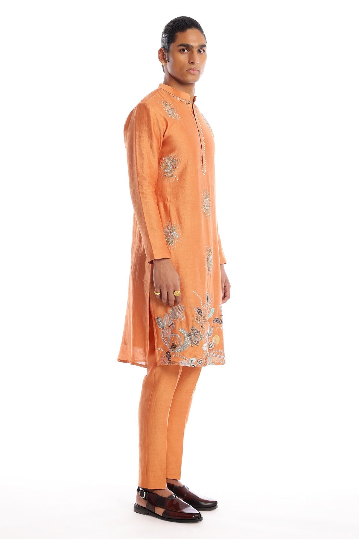 Oasis -  Persian Orange Chanderi Silk Kurta Set-RTS