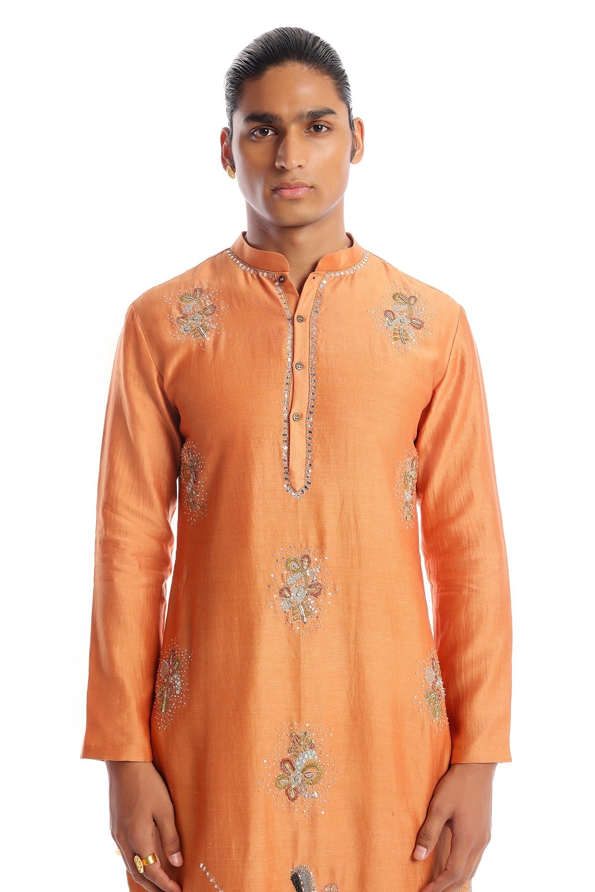 Oasis -  Persian Orange Chanderi Silk Kurta Set-RTS