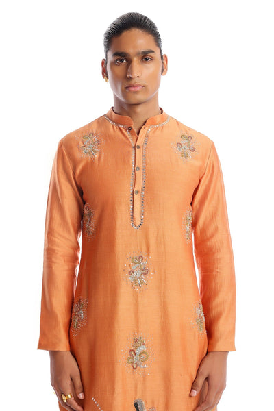 Oasis -  Persian Orange Chanderi Silk Kurta Set-RTS