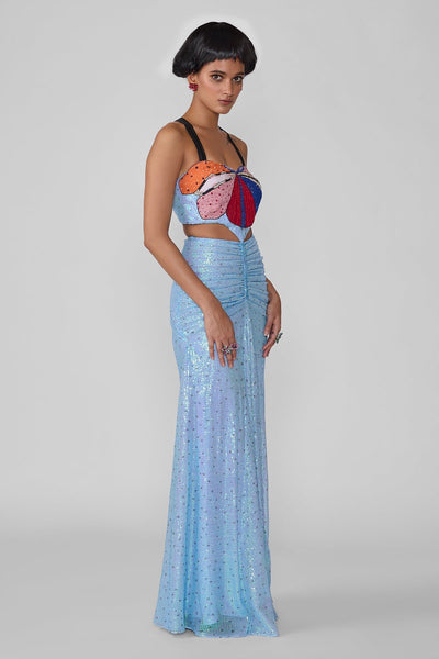 Astraea - Baby Blue Sequin Tulle Cutout Gown-RTS