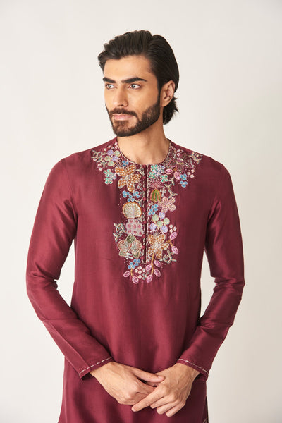 Rubia - Plum Dupion Silk Kurta Set-RTS
