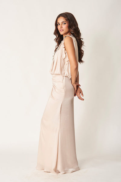 Griselda - Champagne Silky Satin Gown-RTS
