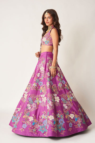 Aubrielle - Purple Raw Silk Lehenga Set-RTS