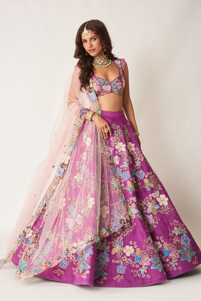 Aubrielle - Purple Raw Silk Lehenga Set-RTS