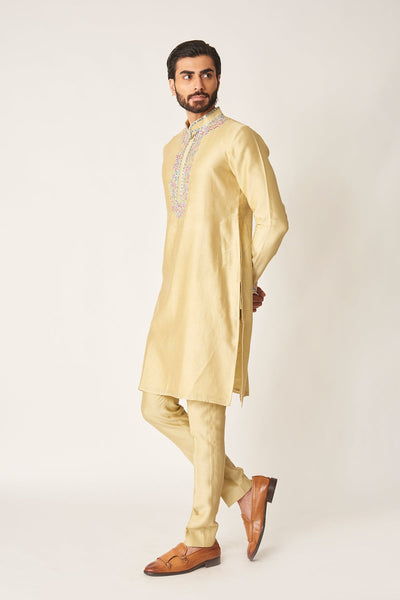Lysdor - Misty Moss Chanderi Silk Kurta Set-RTS