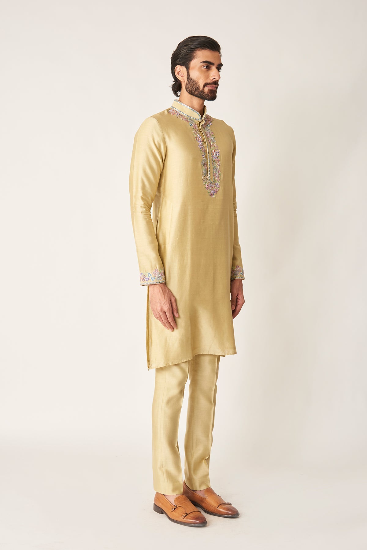 Lysdor - Misty Moss Chanderi Silk Kurta Set-RTS
