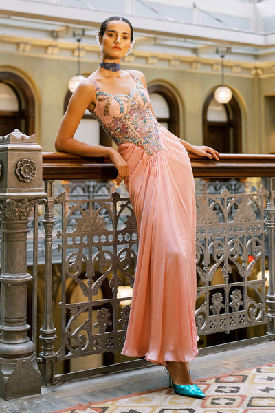 Westara Cherry blossom Silky satin Gown-RTS