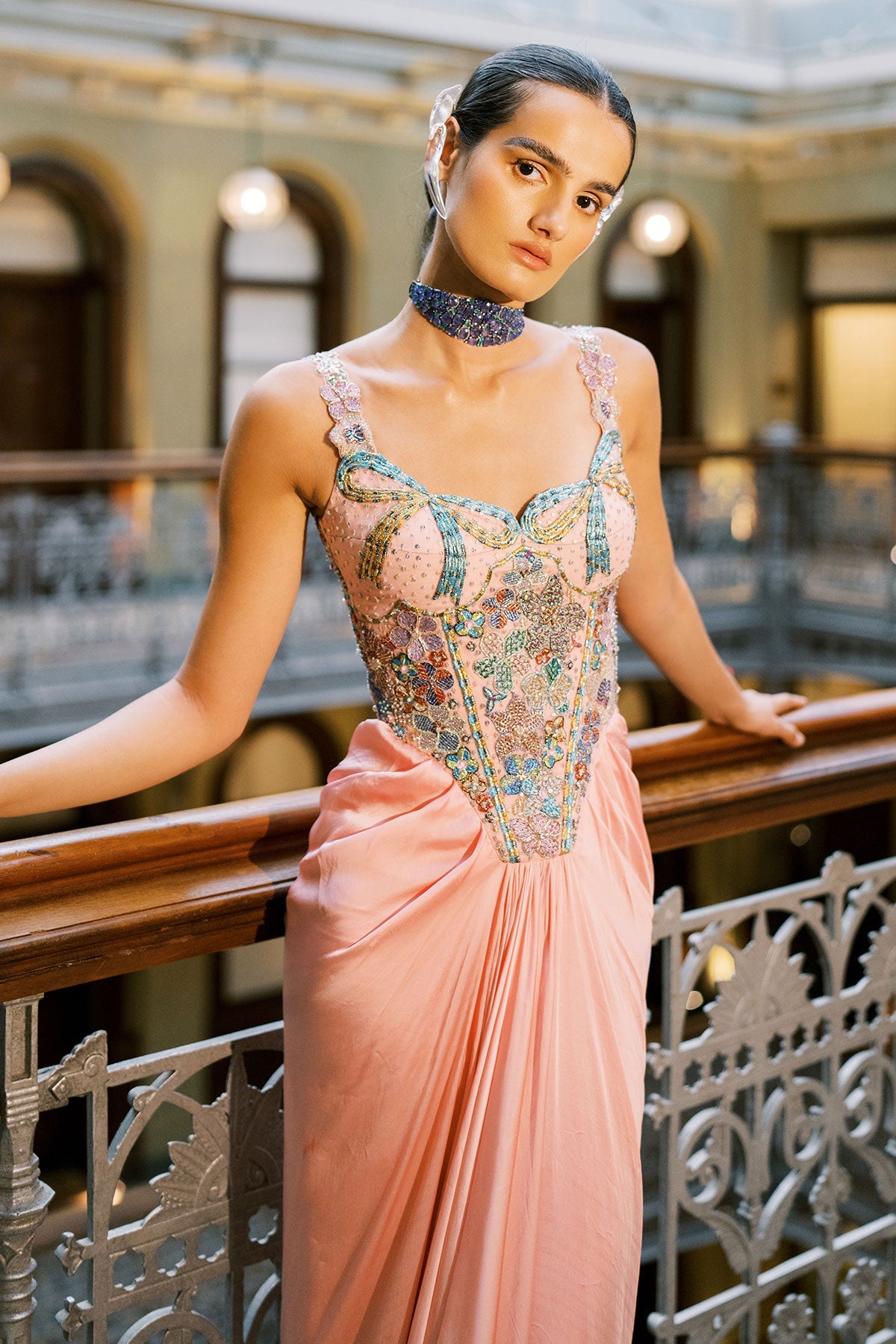 Westara Cherry blossom Silky satin Gown-RTS