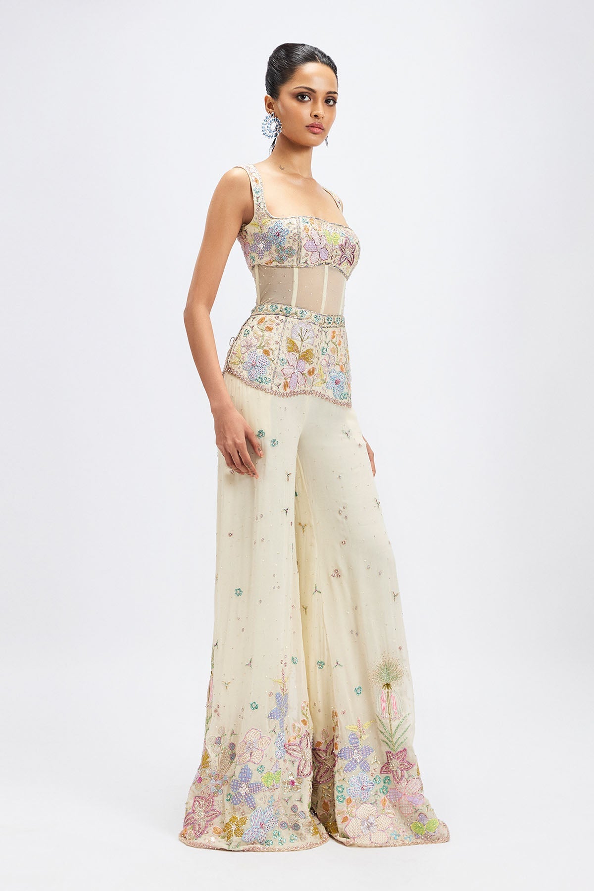 Dorin - Ivory Georgette Jumpsuit-RTS