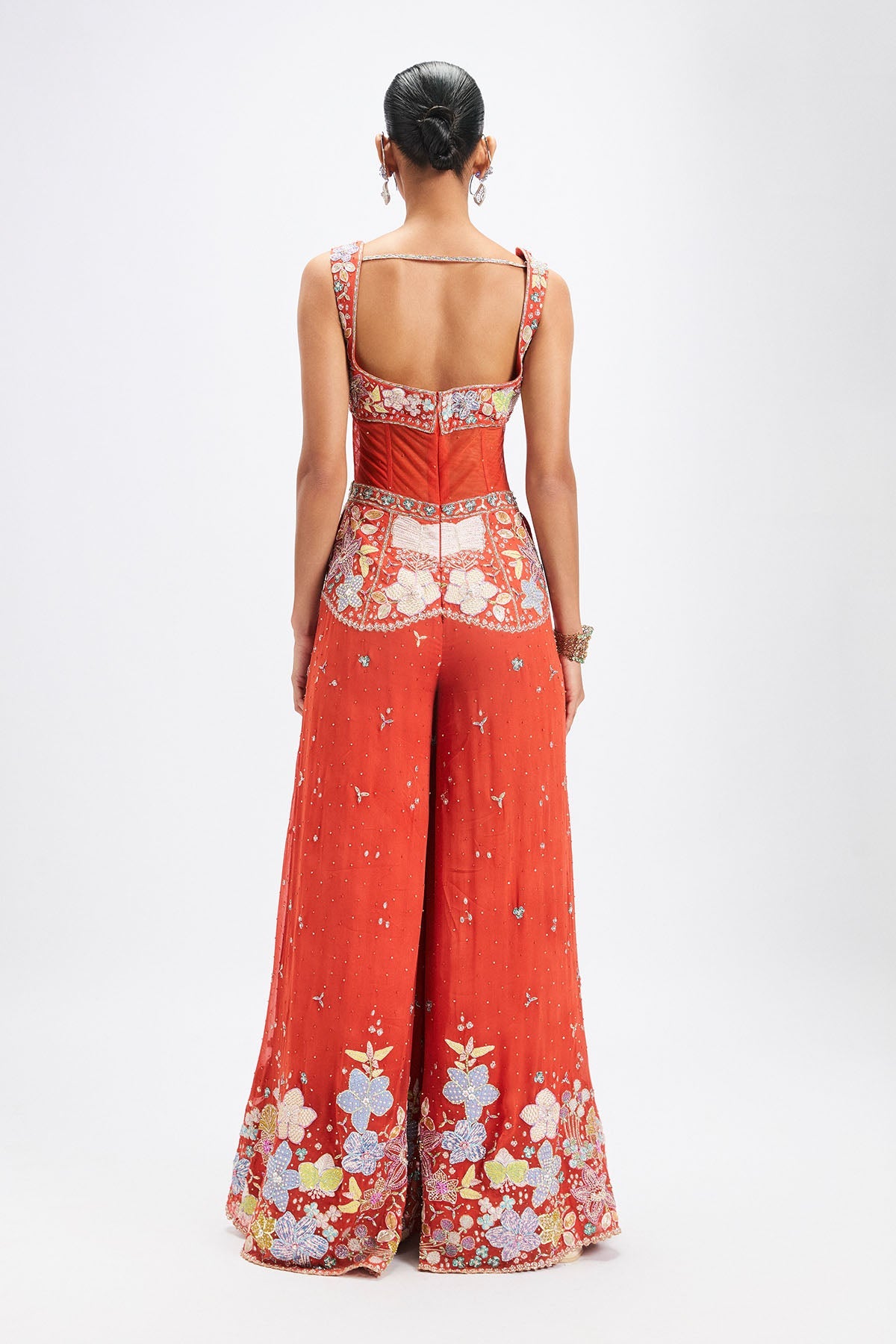 Dorin - Orange Georgette Jumpsuit-RTS