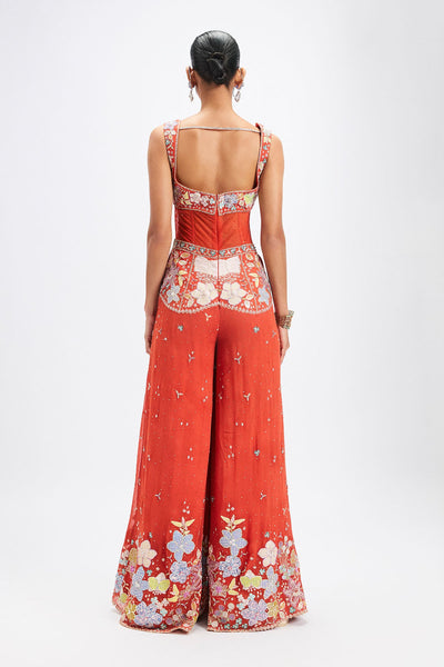 Dorin - Orange Georgette Jumpsuit-RTS