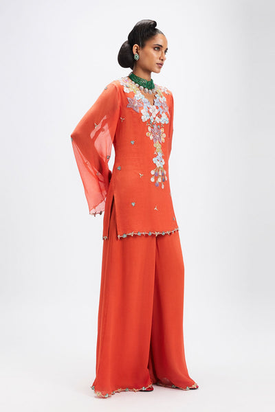 Soleil - Orange Chiffon Sharara Set-RTS