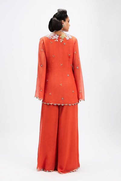 Soleil - Orange Chiffon Sharara Set-RTS