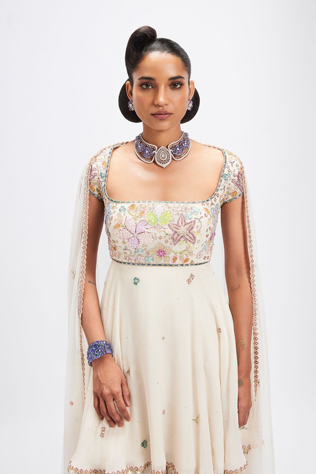 Bleuciel - Ivory Georgette Sharara Set-RTS