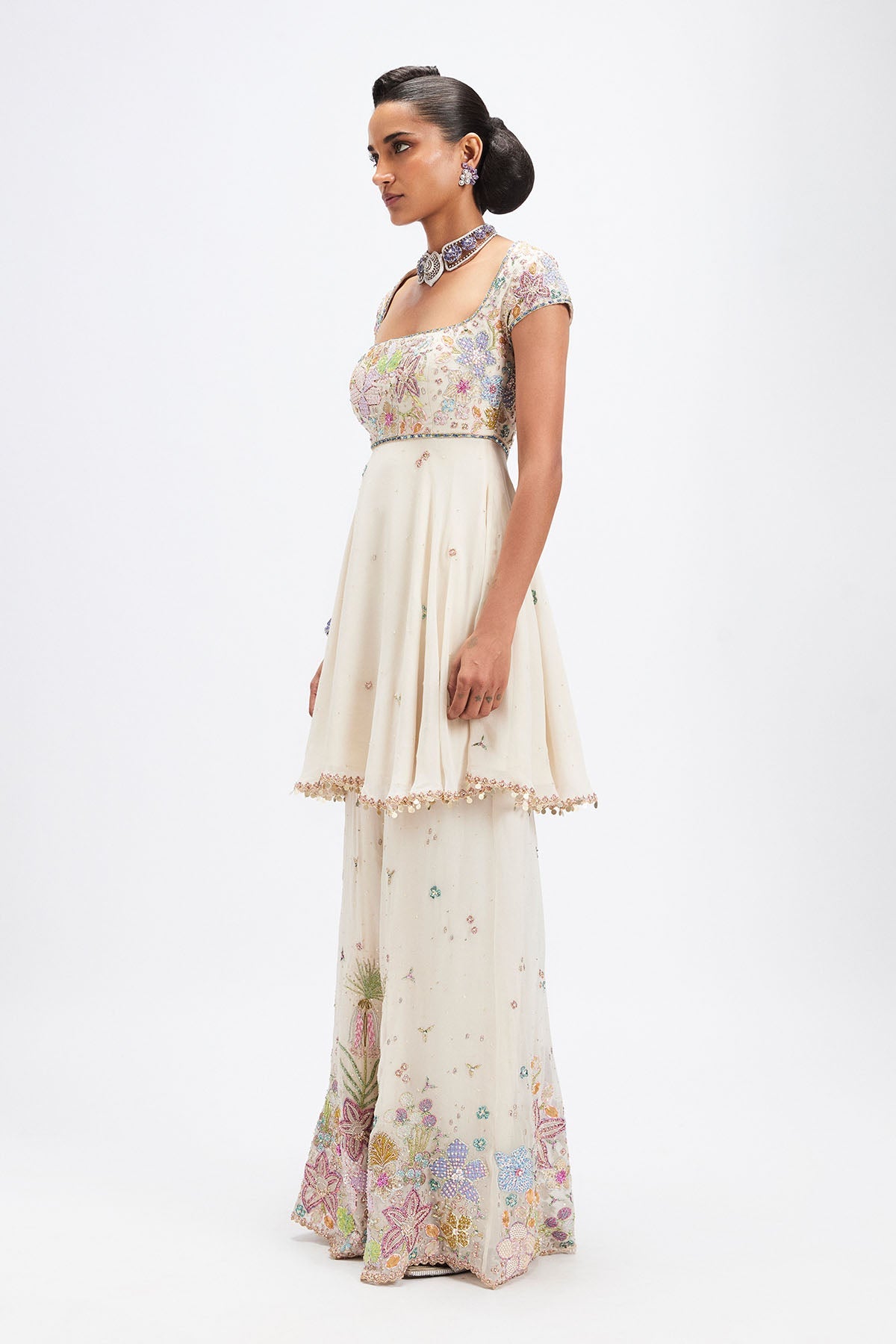 Bleuciel - Ivory Georgette Sharara Set-RTS
