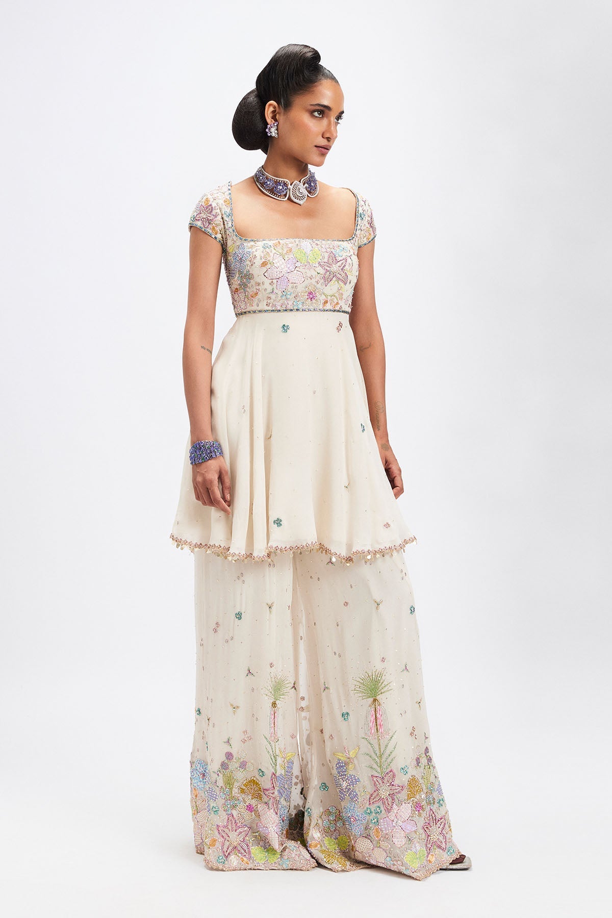 Bleuciel - Ivory Georgette Sharara Set-RTS