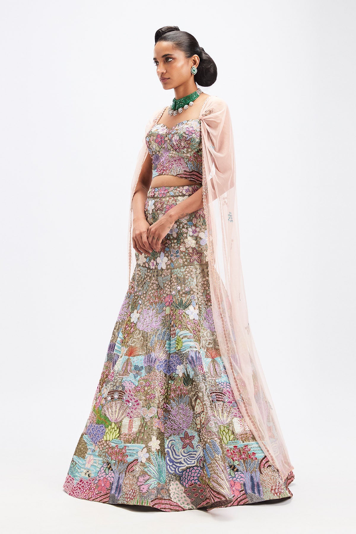 Sharvari In Doréna - Grey Metallic Tissue Mermaid Lehenga Set-RTS