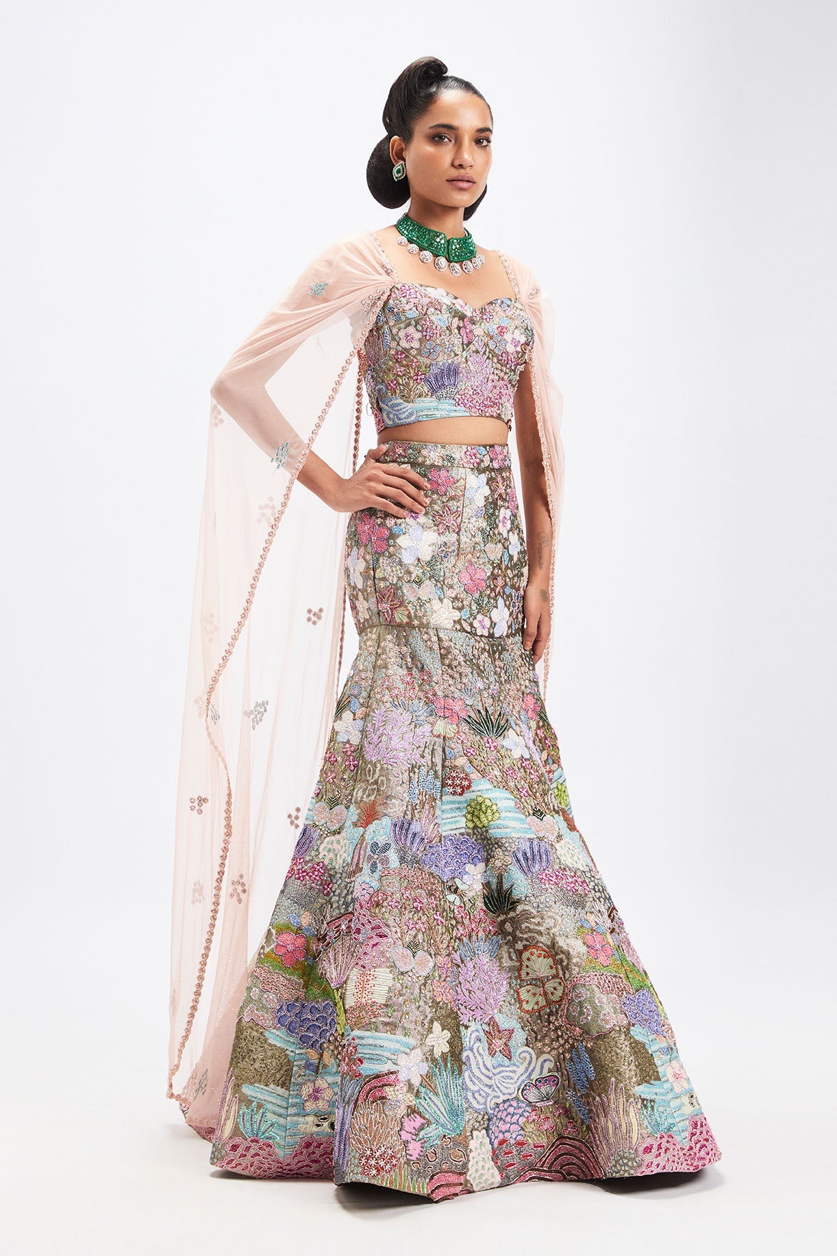 Sharvari In Doréna - Grey Metallic Tissue Mermaid Lehenga Set-RTS