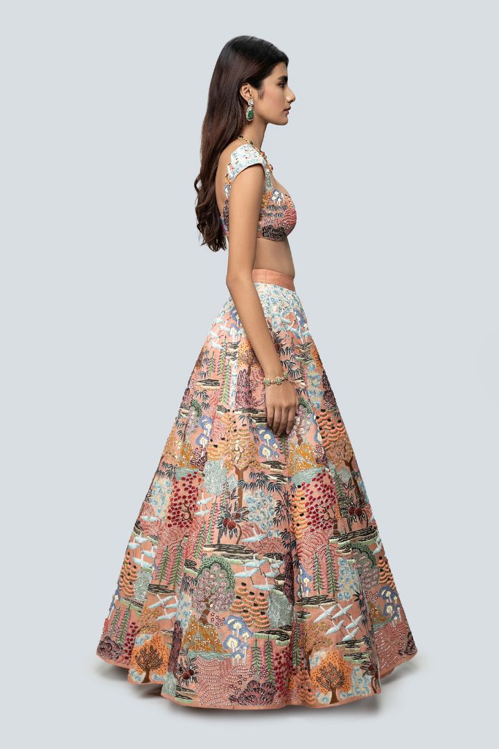 Odette - peach kasab satin lehenga set