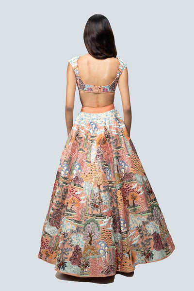 Odette - peach kasab satin lehenga set