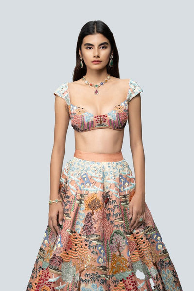 Odette - peach kasab satin lehenga set