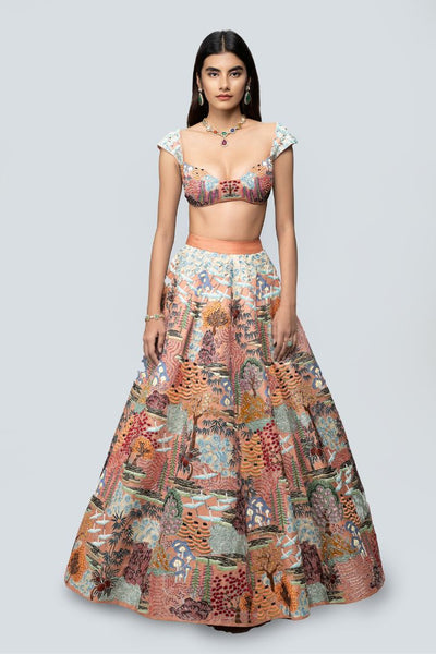 Odette - peach kasab satin lehenga set