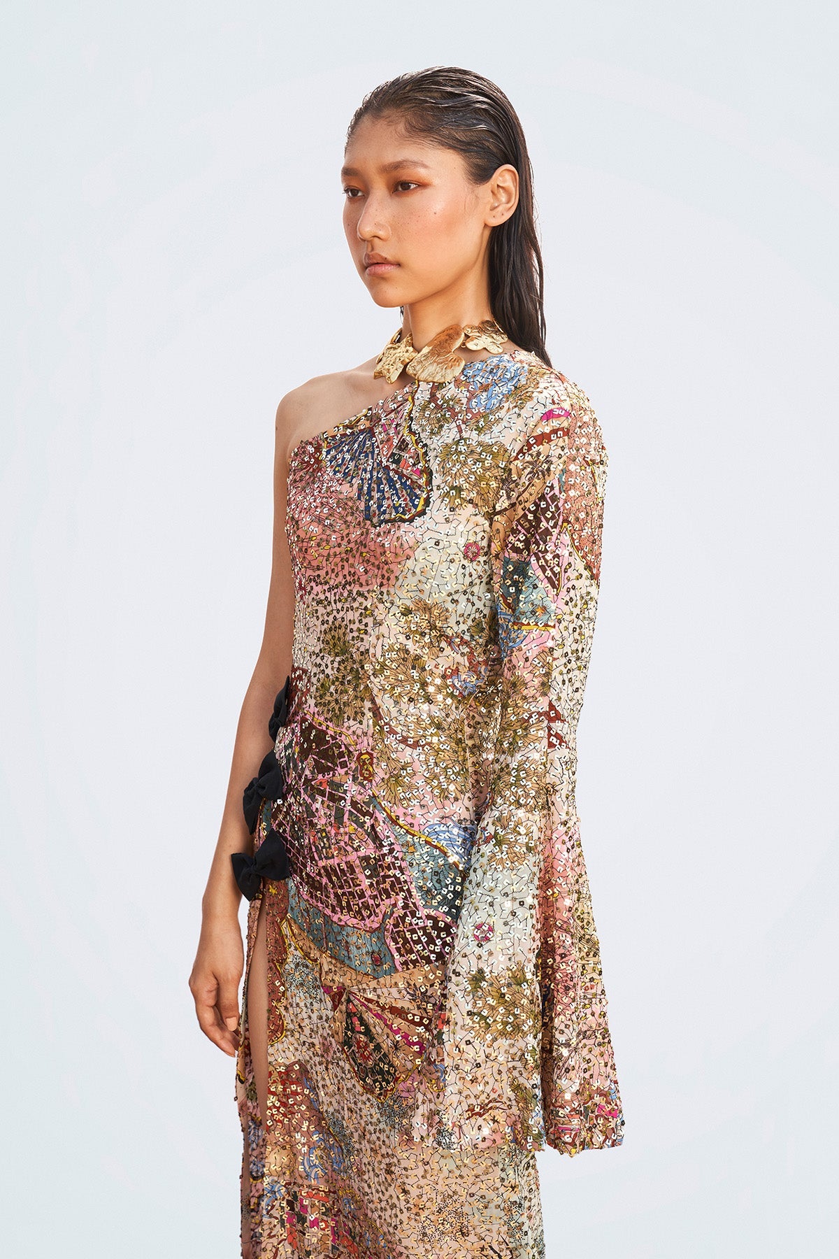 Roshni Chopra In Mariners - Muse Multicolor Sequined Bow Gown-RTS