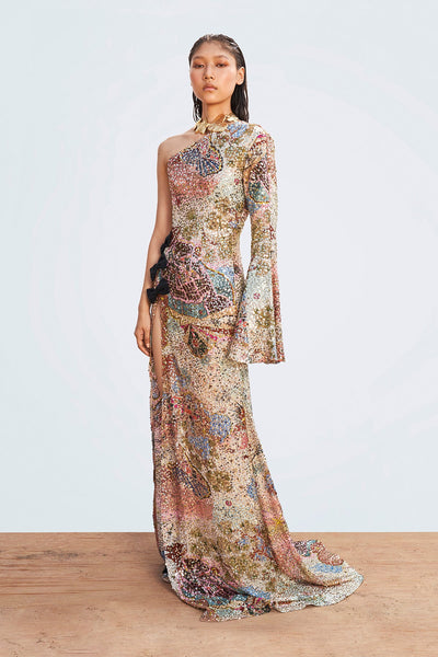 Roshni Chopra In Mariners - Muse Multicolor Sequined Bow Gown-RTS