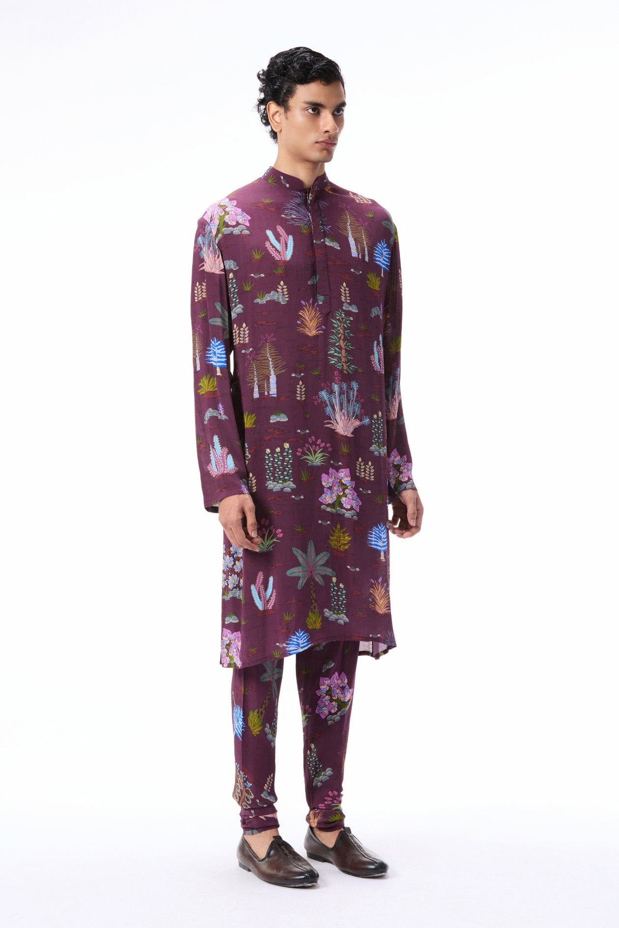 Celestique - printed mulberry crepe kurta