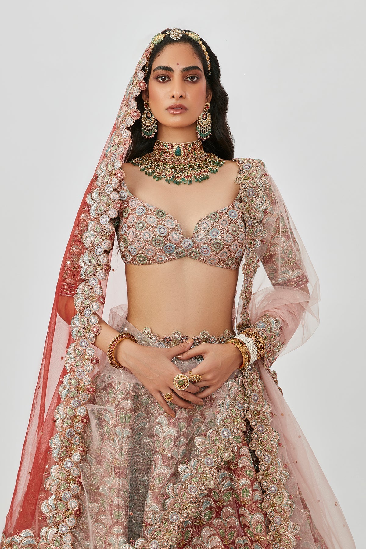 Tara - Rust Tissue Lehenga Set-RTS