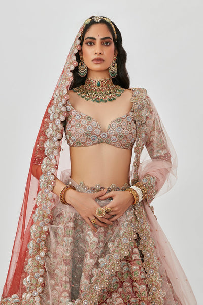 Tara - Rust Tissue Lehenga Set-RTS