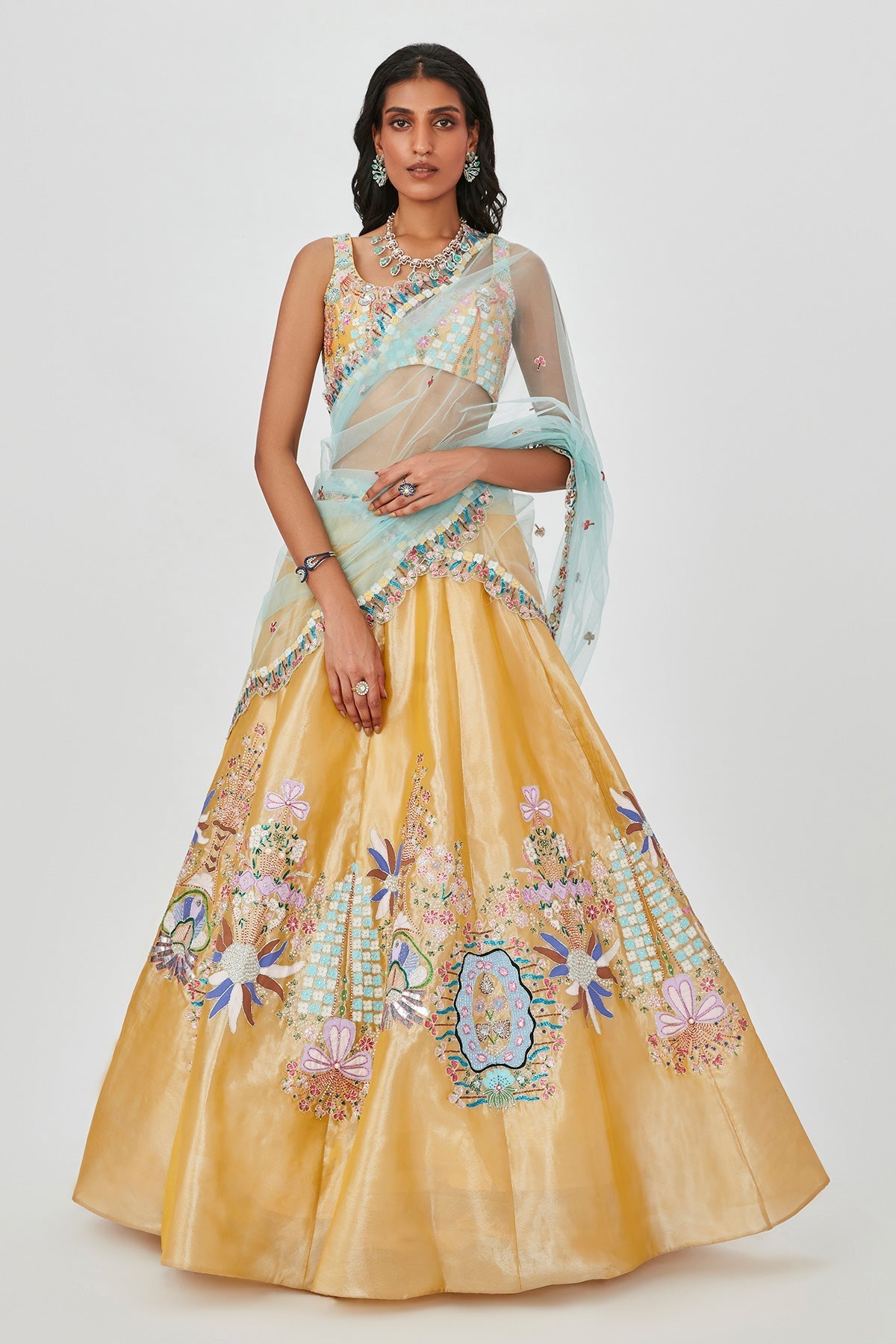 Nasima - Yellow Tissue Lehenga Set-RTS