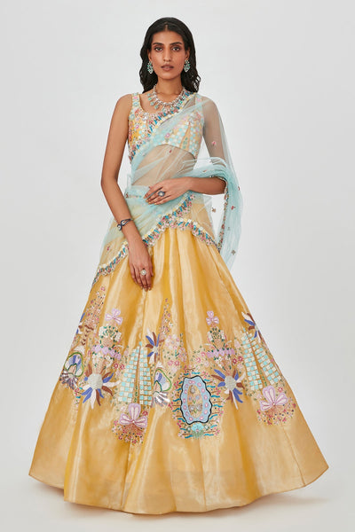 Nasima - Yellow Tissue Lehenga Set-RTS