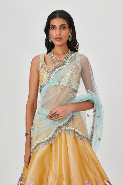 Nasima - Yellow Tissue Lehenga Set-RTS