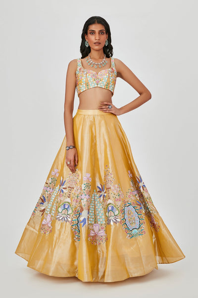 Nasima - Yellow Tissue Lehenga Set-RTS