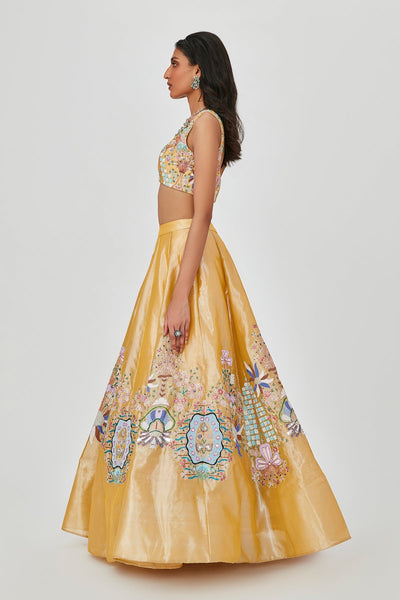Nasima - Yellow Tissue Lehenga Set-RTS