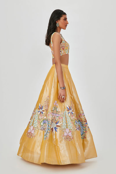 Nasima - Yellow Tissue Lehenga Set-RTS